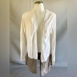 LG banana republic 2 tone open face cardigan lightweight beige & white sweater